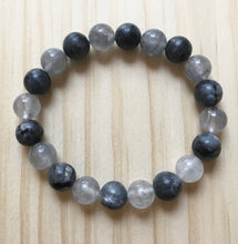 Load image into Gallery viewer, 6.8” Goddess of the Mind Bracelet Black Labradorite and Grey Quartz