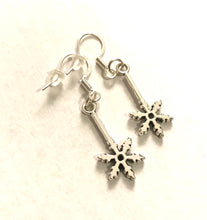Load image into Gallery viewer, Snowflake Drop Dangle Earrings Sterling Silver Hooks