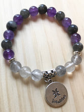 Load image into Gallery viewer, Pisces World Bracelet- Amethyst, Labradorite, and gray quartz