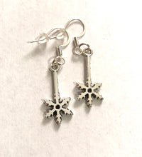 Load image into Gallery viewer, Snowflake Drop Dangle Earrings Sterling Silver Hooks