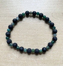 Load image into Gallery viewer, 7.1” Moss Life Bracelet- moss agate and lava beads aromatherapy bracelet
