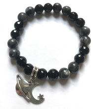Load image into Gallery viewer, Astronomy Bracelet- Black Labradorite and Black Onyx with Saturn and moon star charm