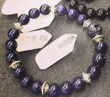 Load image into Gallery viewer, Life in Outer Space - blue sandstone and lava bead - Outer Space Bracelet