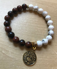 Load image into Gallery viewer, 7.3” Cancer Zodiac Bracelet *limited* only 1 left - Howlite and Mahogany Obsidian
