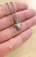 Load image into Gallery viewer, Dreams of a Turtle - turtle charm necklace with stainless steel chain and lobster clasp and turtle charm spirit animal necklace