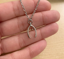 Load image into Gallery viewer, Lucky Wishbone Necklace - stainless steel necklace with wishbone charm lucky necklace