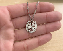 Load image into Gallery viewer, Twice the Luck Necklace - 4 Leaf Clover with Horseshoe charm