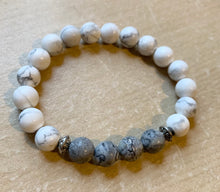 Load image into Gallery viewer, 6.6” Athena Bracelet- howlite and mapstone 8mm beads