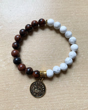 Load image into Gallery viewer, 7.3” Cancer Zodiac Bracelet *limited* only 1 left - Howlite and Mahogany Obsidian