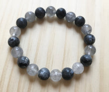 Load image into Gallery viewer, 6.8” Goddess of the Mind Bracelet Black Labradorite and Grey Quartz