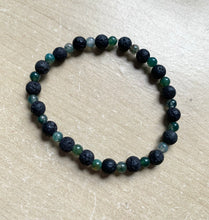 Load image into Gallery viewer, 7.1” Moss Life Bracelet- moss agate and lava beads aromatherapy bracelet