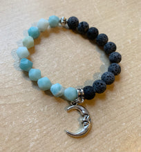 Load image into Gallery viewer, 6.8” Crescent Moon Bracelet- Aromatherapy, Amazonite, Moon Charm