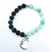 Load image into Gallery viewer, 6.8” Crescent Moon Bracelet- Aromatherapy, Amazonite, Moon Charm