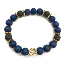 Load image into Gallery viewer, 6.9” Mystical Illusions - Blue druzy tree of life Bracelet *only one left *