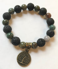 Load image into Gallery viewer, 6.9” Born to Live Stretchy Bracelet- Indian Agate and Lava beads aromatherapy 10mm beads