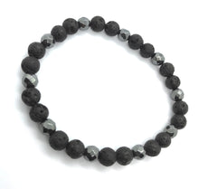 Load image into Gallery viewer, Vibrations Bracelet - hematite and lava beads