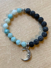 Load image into Gallery viewer, 6.8” Crescent Moon Bracelet- Aromatherapy, Amazonite, Moon Charm