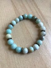 Load image into Gallery viewer, 7.2” Dreaming Bracelet- Amazonite crystal beads 8mm with bronze accents