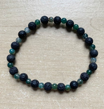 Load image into Gallery viewer, 7.1” Moss Life Bracelet- moss agate and lava beads aromatherapy bracelet