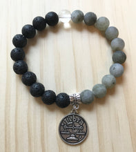 Load image into Gallery viewer, 6.9” Libra Life Bracelet aromatherapy lava beads matte labradorite with libra charm