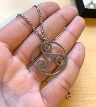 Load image into Gallery viewer, Triskele Necklace - stainless steel pendant with Stainless steel chain