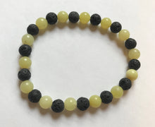 Load image into Gallery viewer, 6.9” Life of a Lemon - lava beads with lemon jade crystal aromatherapy bracelet *only one left*