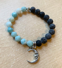 Load image into Gallery viewer, 6.8” Crescent Moon Bracelet- Aromatherapy, Amazonite, Moon Charm