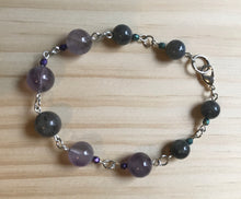 Load image into Gallery viewer, 8.25” Lavender Thoughts Lobster Clasp Bracelet- Amethyst, Labradorite, and Bloodstone