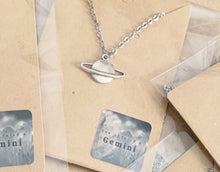 Load image into Gallery viewer, Saturn Necklace - planet Saturn charm with stainless steel chain