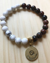 Load image into Gallery viewer, 7.3” Cancer Zodiac Bracelet *limited* only 1 left - Howlite and Mahogany Obsidian
