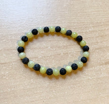 Load image into Gallery viewer, 6.9” Life of a Lemon - lava beads with lemon jade crystal aromatherapy bracelet *only one left*