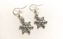 Load image into Gallery viewer, Snowflake Earrings Sterling Silver Hooks