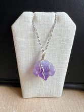 Load image into Gallery viewer, Handmade Wire wrapped raw Amethyst crystal with stainless steel chain 16” or 18” necklace
