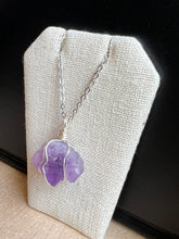 Load image into Gallery viewer, Handmade Wire wrapped raw Amethyst crystal with stainless steel chain 16” or 18” necklace

