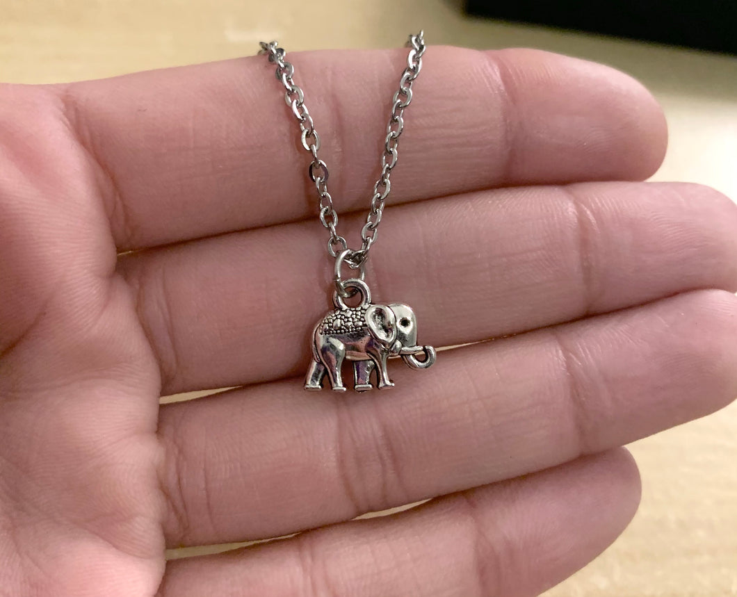 Loyalty Elephant Necklace - Elephant charm 2 sided with stainless steel chain