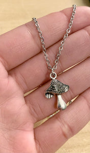 Shrooms Life Necklace - stainless steel necklace with mushroom charm