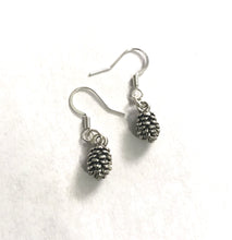 Load image into Gallery viewer, Pinecone Earrings Hypoallergenic Silver Plated hooks
