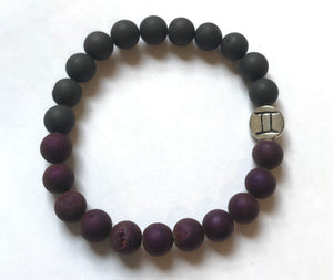 7.2” Gemini charm Purple and Black Druzy Bracelet **only one left**