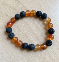 Load image into Gallery viewer, 6.8” Faceted Carnelian Bracelet - Carnelian and Lava Beads aromatherapy *one left*
