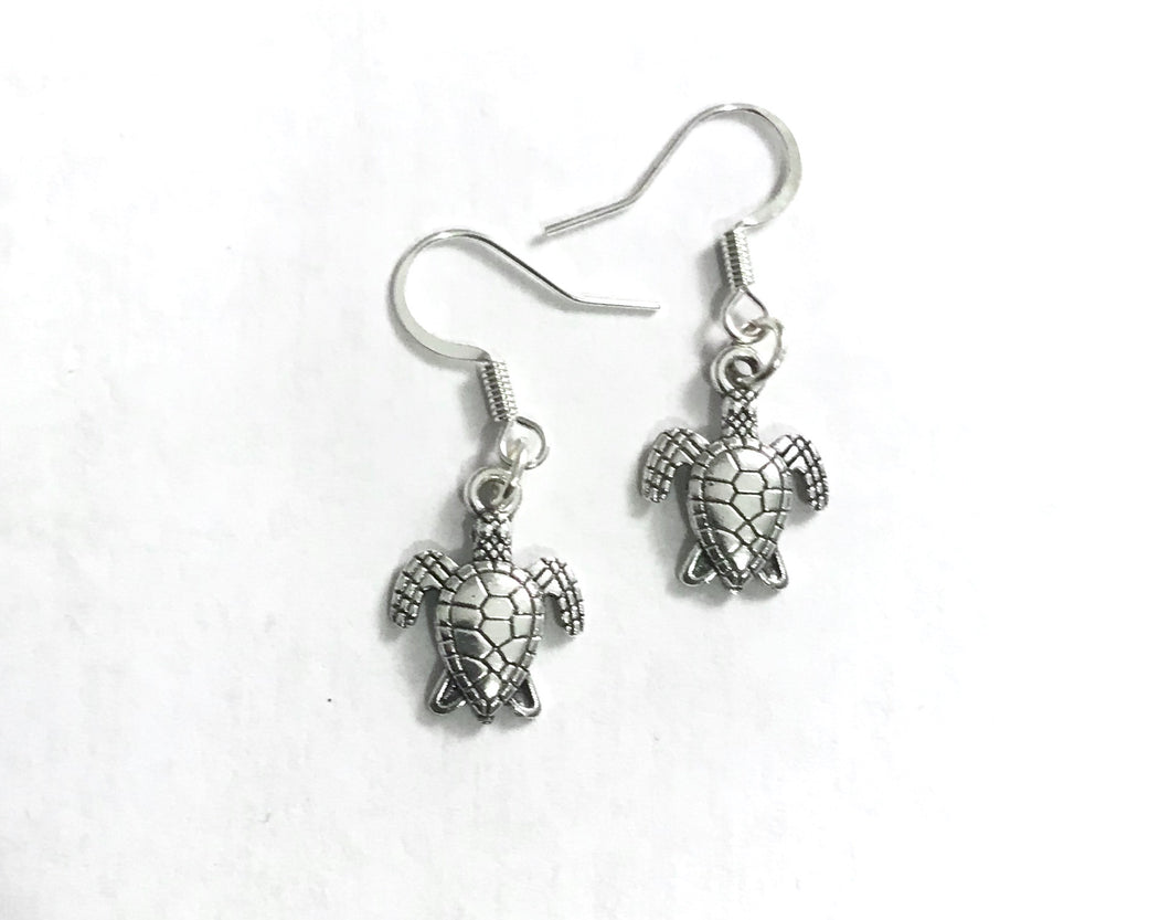 Turtle Earrings Hypoallergenic Silver Plated Hooks