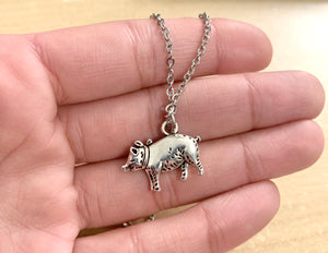 A Boars Life Necklace - stainless steel necklace with 2 sided boar charm