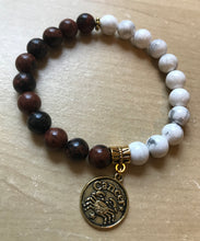Load image into Gallery viewer, 7.3” Cancer Zodiac Bracelet *limited* only 1 left - Howlite and Mahogany Obsidian
