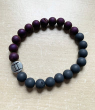 Load image into Gallery viewer, 7.2” Gemini charm Purple and Black Druzy Bracelet **only one left**
