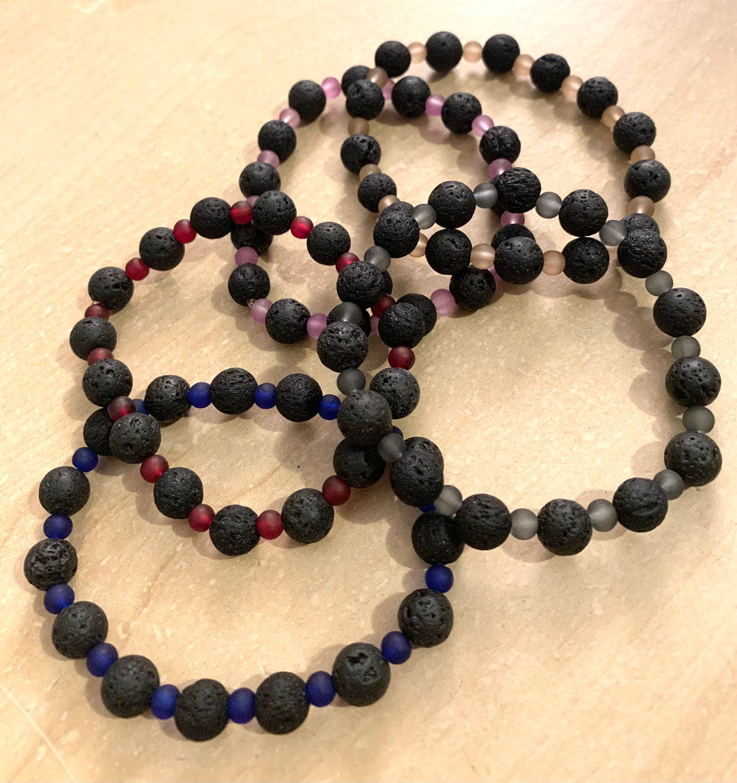 7” Set of 5 Lava Bead Bracelets- Aromatherapy beads 7”
