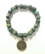 Load image into Gallery viewer, 7.2” Virgo Life Bracelet - African Jasper with bronze accents and Virgo charm
