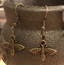 Load image into Gallery viewer, Save The Bees bronze Earrings - bronze bees and hooks, includes rubber backs
