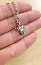 Load image into Gallery viewer, Dreams of a Turtle - turtle charm necklace with stainless steel chain and lobster clasp and turtle charm spirit animal necklace
