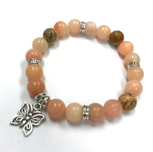 6.25” Life of a Butterfly Bracelet- picture Jasper and pink aventurine *only one left* XS