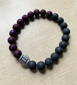 7.2” Gemini charm Purple and Black Druzy Bracelet **only one left**