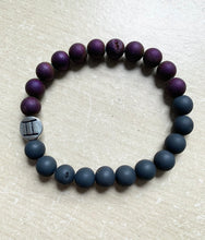 Load image into Gallery viewer, 7.2” Gemini charm Purple and Black Druzy Bracelet **only one left**
